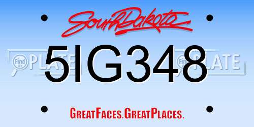 5IG348 South Dakota License Plate