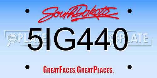 5IG440 South Dakota License Plate