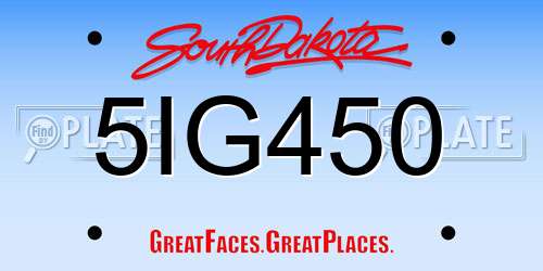 5IG450 South Dakota License Plate