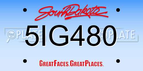 5IG480 South Dakota License Plate