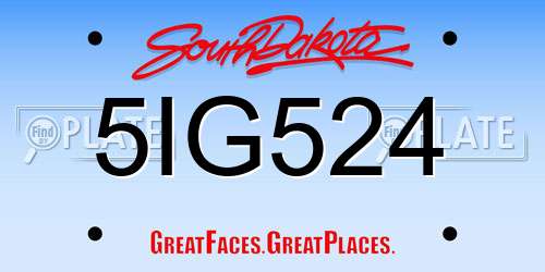 5IG524 South Dakota License Plate
