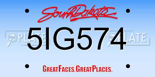 5IG574 South Dakota License Plate