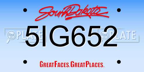 5IG652 South Dakota License Plate