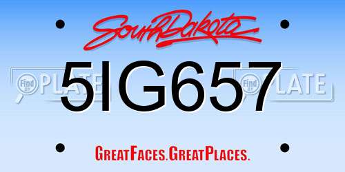 5IG657 South Dakota License Plate