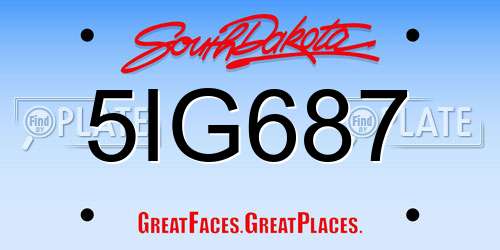 5IG687 South Dakota License Plate