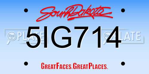 5IG714 South Dakota License Plate