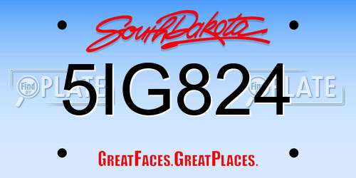 5IG824 South Dakota License Plate
