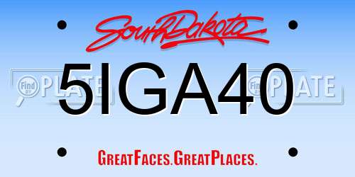 5IGA40 South Dakota License Plate
