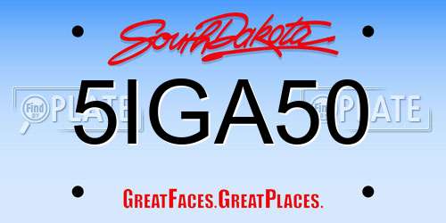 5IGA50 South Dakota License Plate