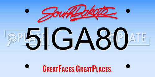 5IGA80 South Dakota License Plate