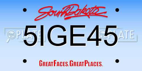 5IGE45 South Dakota License Plate
