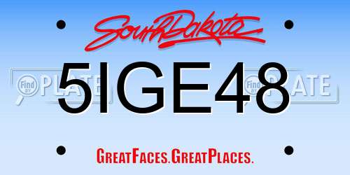 5IGE48 South Dakota License Plate