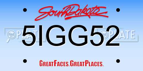 5IGG52 South Dakota License Plate