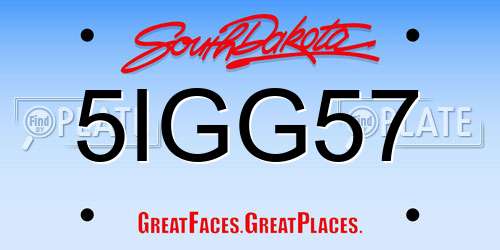 5IGG57 South Dakota License Plate