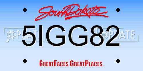 5IGG82 South Dakota License Plate