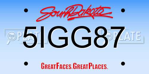 5IGG87 South Dakota License Plate