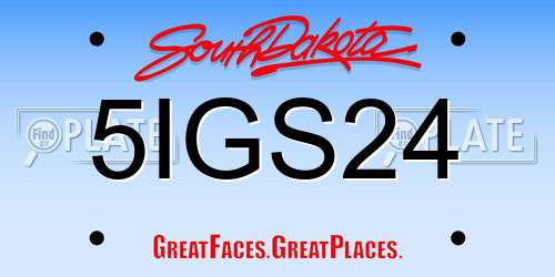 5IGS24 South Dakota License Plate