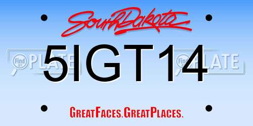 5IGT14 South Dakota License Plate