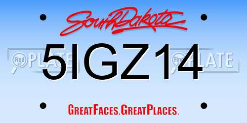 5IGZ14 South Dakota License Plate
