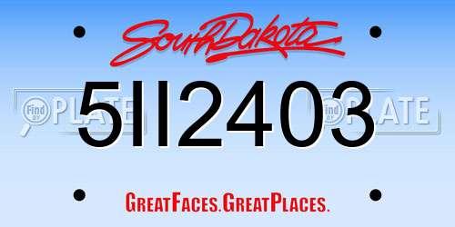 5II2403 South Dakota License Plate