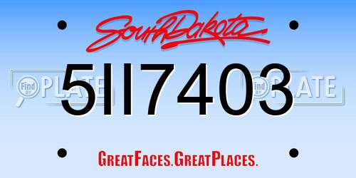 5II7403 South Dakota License Plate