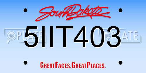 5IIT403 South Dakota License Plate