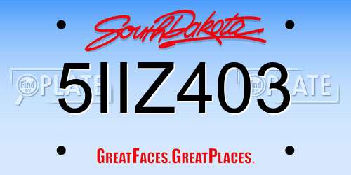 5IIZ403 South Dakota License Plate