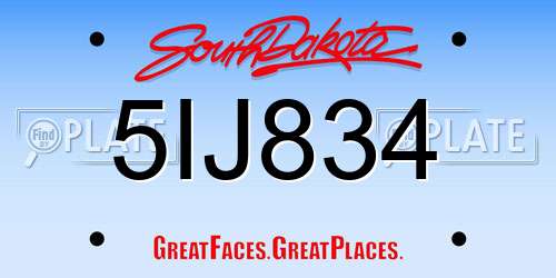 5IJ834 South Dakota License Plate