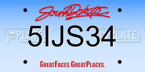 5IJS34 South Dakota License Plate