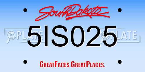 5IS025 South Dakota License Plate