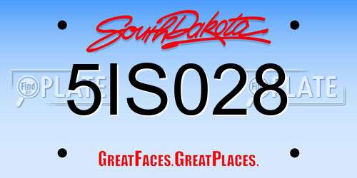 5IS028 South Dakota License Plate