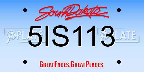 5IS113 South Dakota License Plate