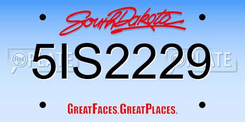 5IS2229 South Dakota License Plate