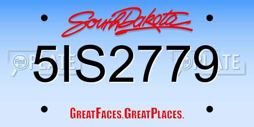 5IS2779 South Dakota License Plate