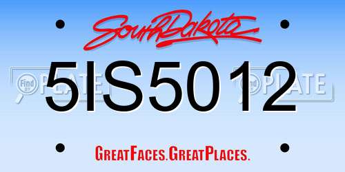 5IS5012 South Dakota License Plate
