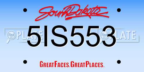 5IS553 South Dakota License Plate