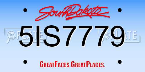 5IS7779 South Dakota License Plate