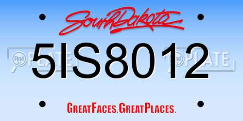 5IS8012 South Dakota License Plate