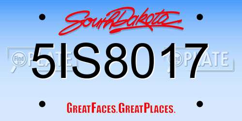 5IS8017 South Dakota License Plate