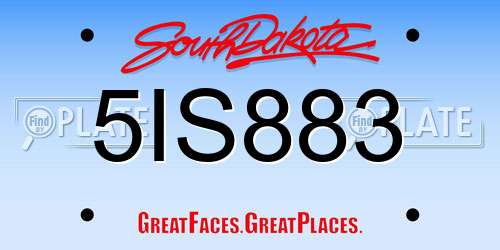 5IS883 South Dakota License Plate