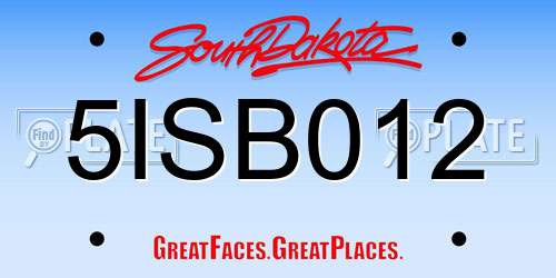 5ISB012 South Dakota License Plate
