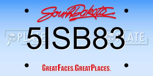 5ISB83 South Dakota License Plate