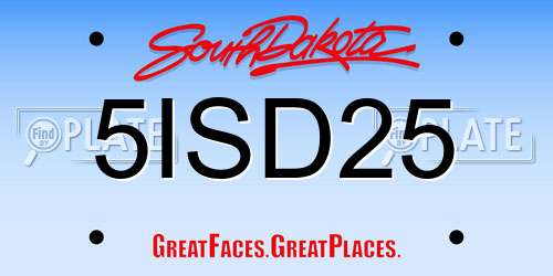 5ISD25 South Dakota License Plate