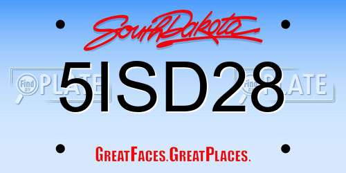 5ISD28 South Dakota License Plate