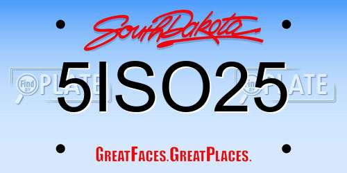 5ISO25 South Dakota License Plate