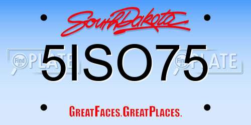 5ISO75 South Dakota License Plate