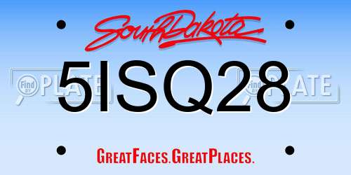 5ISQ28 South Dakota License Plate