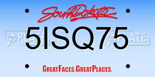 5ISQ75 South Dakota License Plate