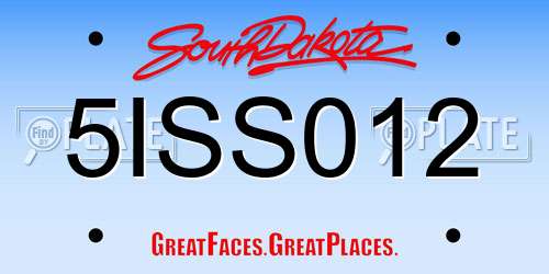 5ISS012 South Dakota License Plate