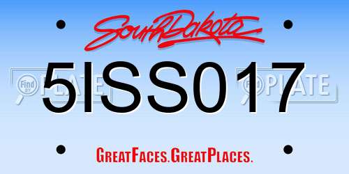 5ISS017 South Dakota License Plate